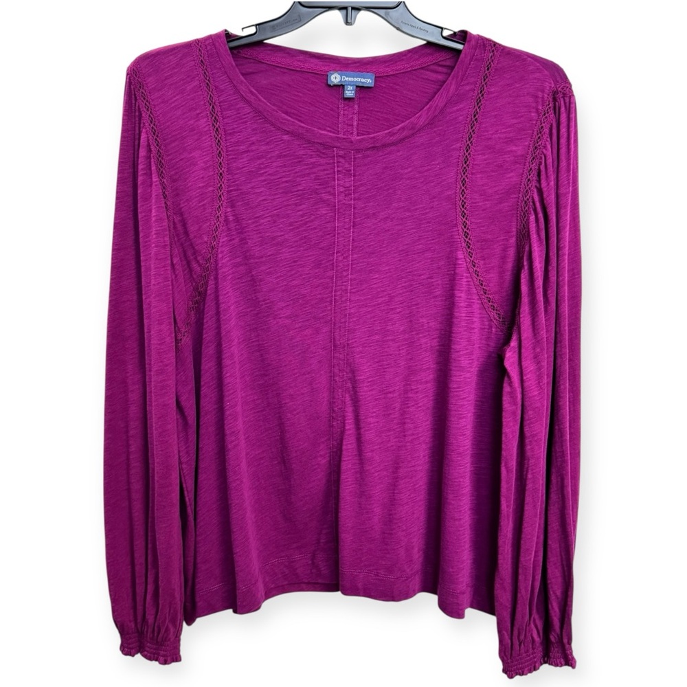 Democracy Women’s Magenta Long‎ Sleeve Top Size 2X *2207